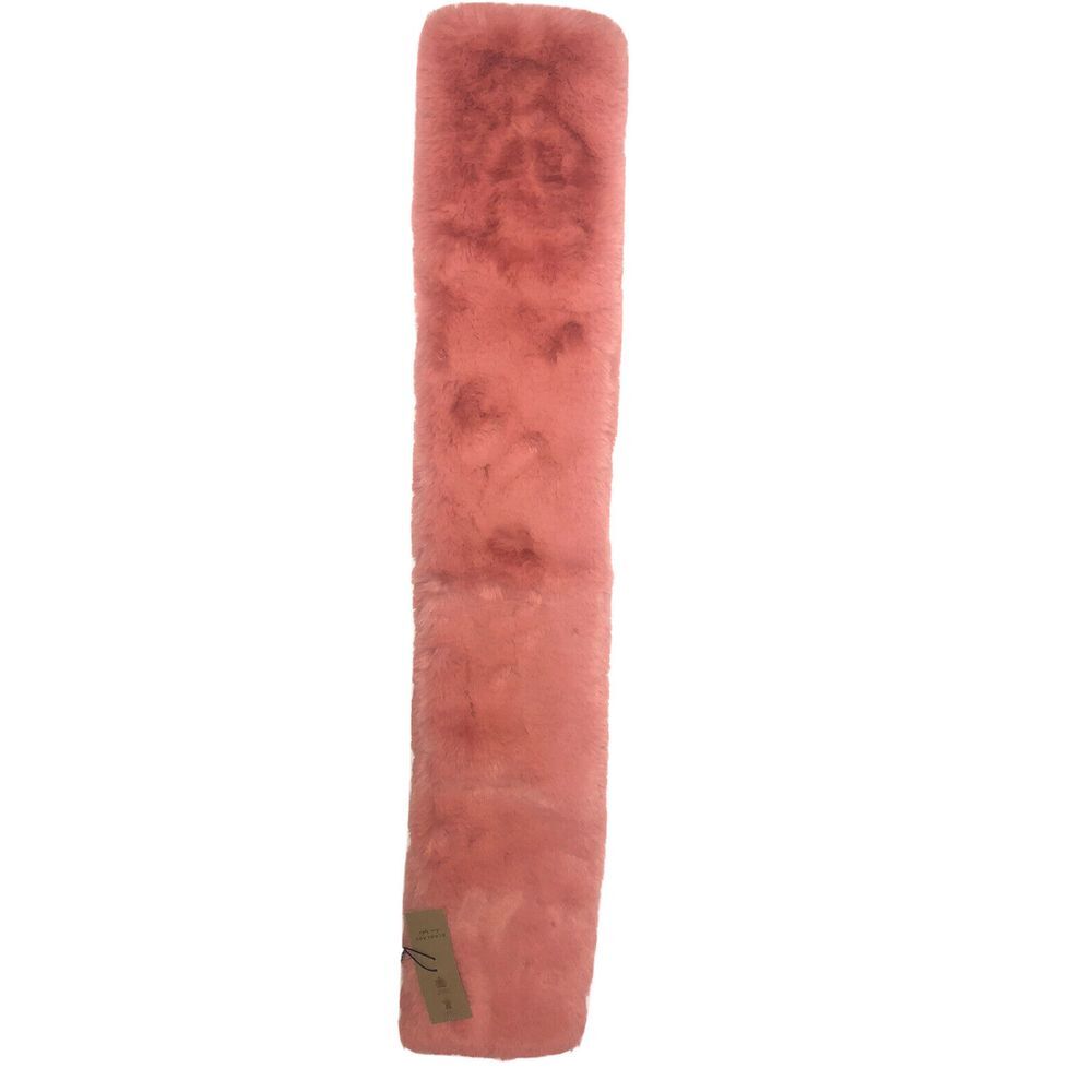 Burberry Vintage Check Cashmere Solid Pale Pink Faux Fur Scarf Italy New‎ - Picture 2 of 11